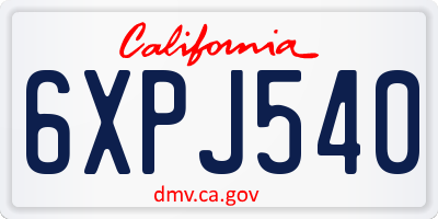 CA license plate 6XPJ540