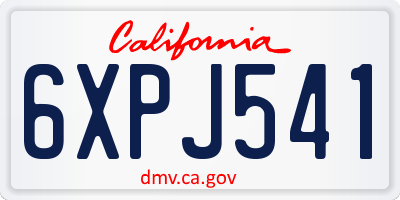 CA license plate 6XPJ541