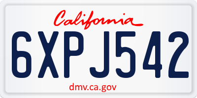 CA license plate 6XPJ542