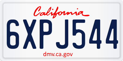 CA license plate 6XPJ544