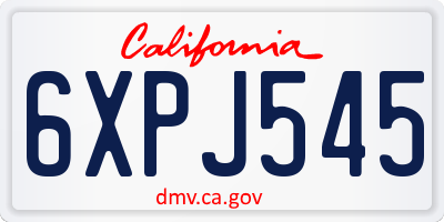 CA license plate 6XPJ545