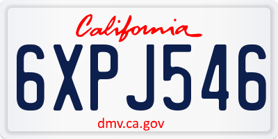 CA license plate 6XPJ546
