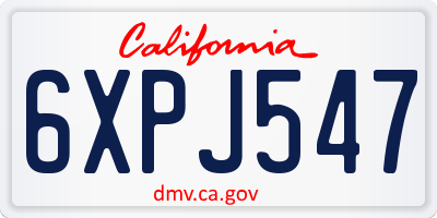 CA license plate 6XPJ547