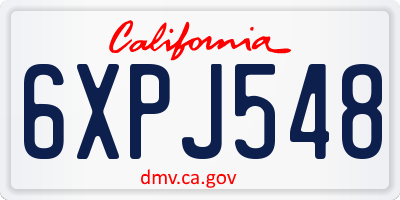 CA license plate 6XPJ548
