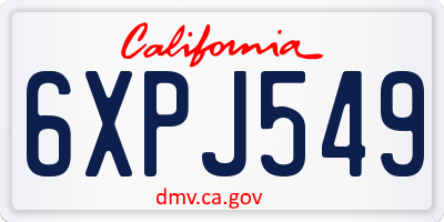 CA license plate 6XPJ549