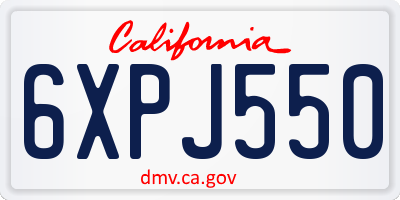 CA license plate 6XPJ550