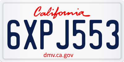 CA license plate 6XPJ553