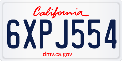 CA license plate 6XPJ554