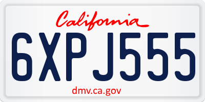 CA license plate 6XPJ555