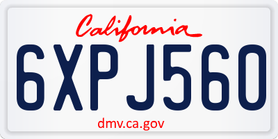 CA license plate 6XPJ560