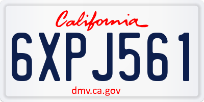 CA license plate 6XPJ561