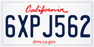 CA license plate 6XPJ562