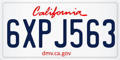 CA license plate 6XPJ563