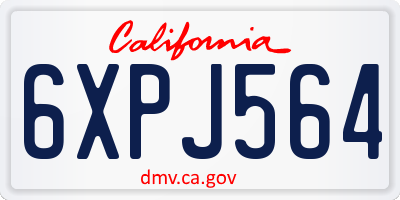 CA license plate 6XPJ564