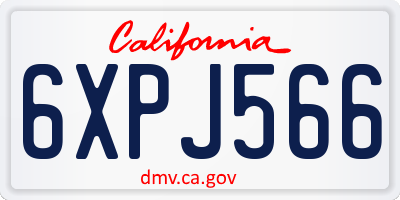 CA license plate 6XPJ566