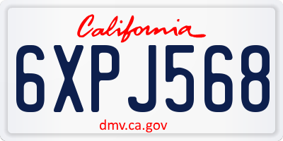 CA license plate 6XPJ568