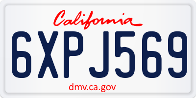 CA license plate 6XPJ569