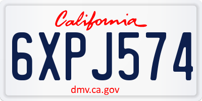 CA license plate 6XPJ574