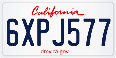 CA license plate 6XPJ577