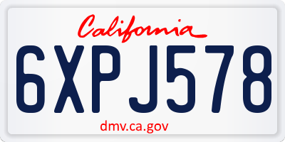 CA license plate 6XPJ578