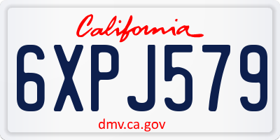 CA license plate 6XPJ579