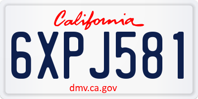 CA license plate 6XPJ581