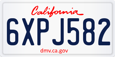 CA license plate 6XPJ582