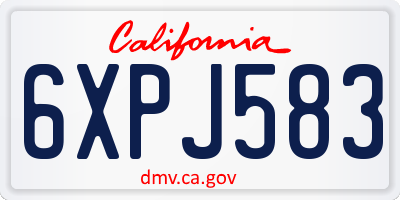 CA license plate 6XPJ583