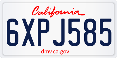 CA license plate 6XPJ585