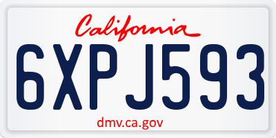 CA license plate 6XPJ593