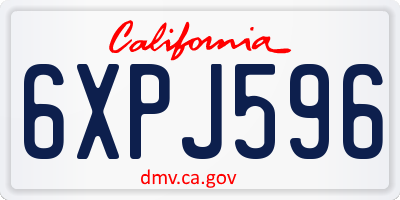 CA license plate 6XPJ596