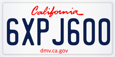 CA license plate 6XPJ600