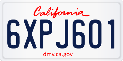CA license plate 6XPJ601