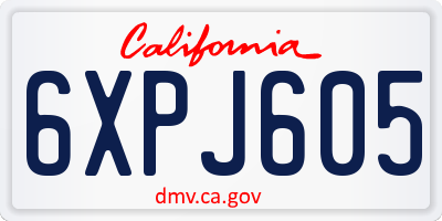 CA license plate 6XPJ605