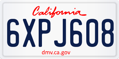 CA license plate 6XPJ608