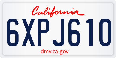 CA license plate 6XPJ610
