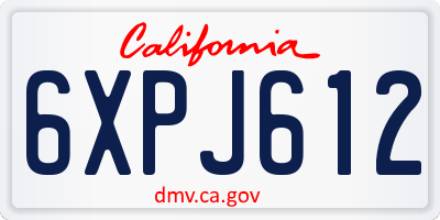 CA license plate 6XPJ612