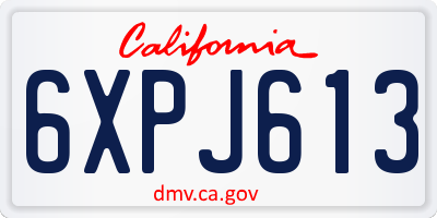 CA license plate 6XPJ613
