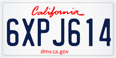 CA license plate 6XPJ614