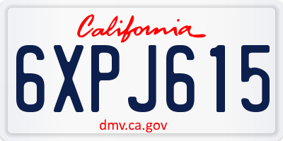 CA license plate 6XPJ615