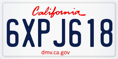 CA license plate 6XPJ618