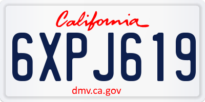 CA license plate 6XPJ619