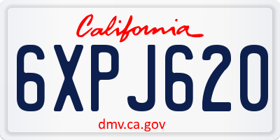 CA license plate 6XPJ620