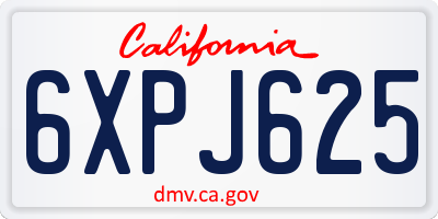 CA license plate 6XPJ625