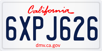 CA license plate 6XPJ626