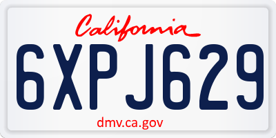 CA license plate 6XPJ629
