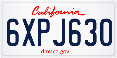 CA license plate 6XPJ630
