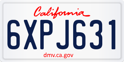 CA license plate 6XPJ631