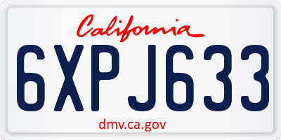 CA license plate 6XPJ633