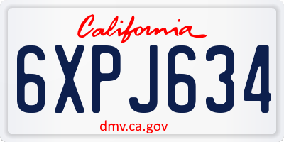 CA license plate 6XPJ634